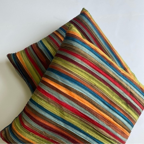 2 Pier 1 Imports Multicolored Stripe Decorative Throw Accent Pillows - Picture 3 of 10